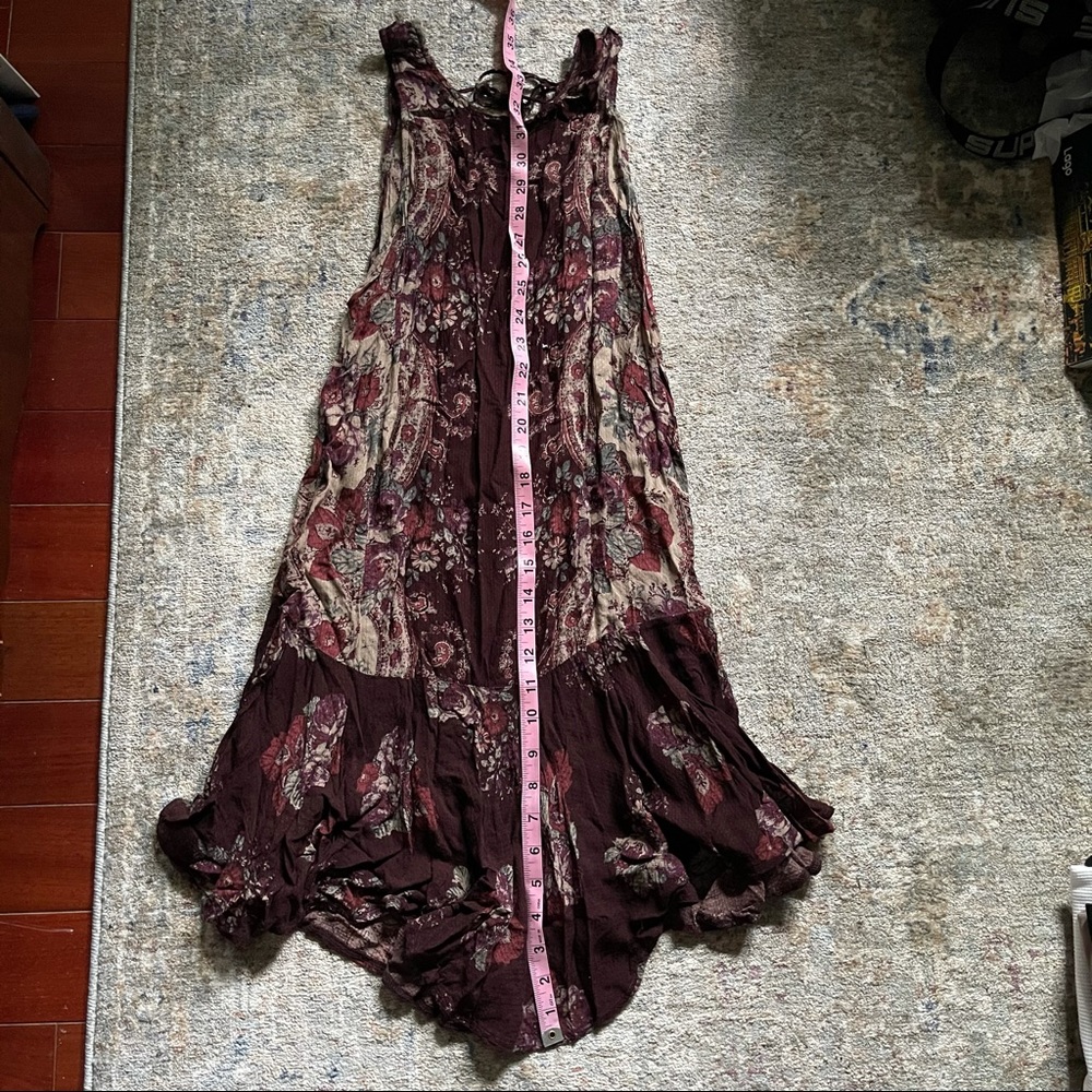 Free People Paisley Maroon Slip Dress - Picture 8 of 9